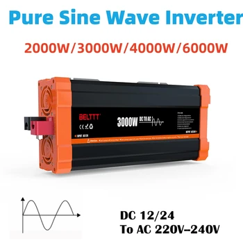 6000W 4000W 3000W Pure Sine Wave Inverter 12V 24V Į 220V 230v Galios Keitiklis LCD Ekranas Įtampos Transformatorius Už RV Sunkvežimis