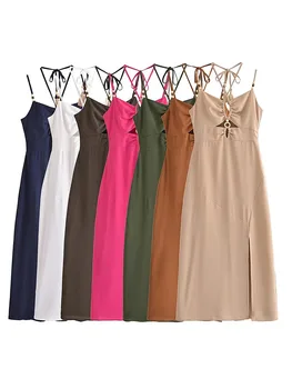 TRAF Suknelė Moteris 2023 Tuščiaviduriai Iš Kietos-line Rankovių Suknelės Vieną Krūtinėmis Camisole Suknelė Mados Šalis Vestidos