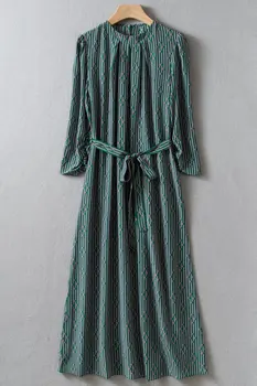 Naujų Rudens Kolekcijų Šilko, Atskirtas Printed Rankovės Midi Marškinėliai Suknelė UK 8-UK 16