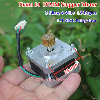 1.8 Laipsnį NEMA16 39MM Stepper Motor 2-etapas 4-wire Žingsninis Variklis 5mm veleno 17 Dantų MXL Skriemulys Varantys 3D Spausdintuvas CNC Robotas