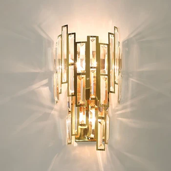 Aukso krištolo sienos lempos nerūdijančio plieno modelio sienos, LED lempa už kambarį