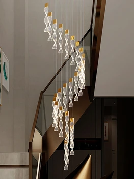 Šiuolaikiniai Laiptai, Prabangūs Kambarį Liustra Dvipusis Mansarda Valgomasis, Virtuvė, LED Šviestuvo Namų Puošybai