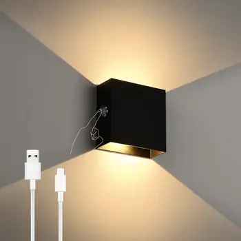 Palieskite Tamsos Įkraunamas USB Sienos Sconce šviesos Magnetinis LED Sienos Montuojamas Lempa Naktiniai Laiptinės koridorius