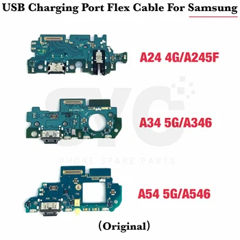 100% Originalus Samsung Galaxy A24 4G A34 A54 5G A245F A346 A546 USB Įkrovimo Dokas Port Jungtis, Flex Kabelis