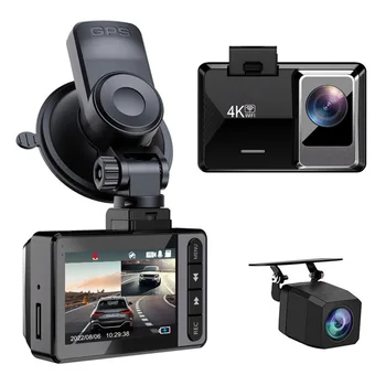 Automobilių DVR Kamera 4K&1080P Vaizdo įrašymo WIFI GPS Dashcam Brūkšnys Cam Automobilinis Registratorius Naktinio Matymo Automobilių