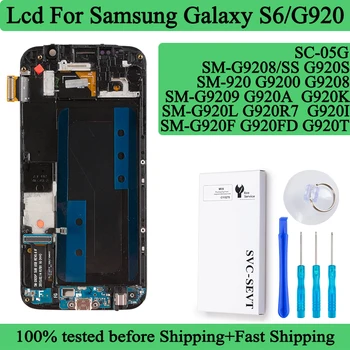 SM-G920 G920F G9208 G9209 Originalios naudotos Lcd Samsung Galaxy S6 Ekranas Jutiklinis Ekranas skaitmeninis keitiklis skydų Surinkimo LCD RĖMELYJE