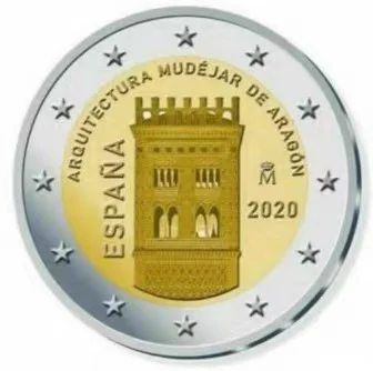 Ispanija 2020 m. Pasaulio Paveldo ARAGORN Mudhal Statybos 2 Euro Bimetalinė Proginę Monetą Originalas