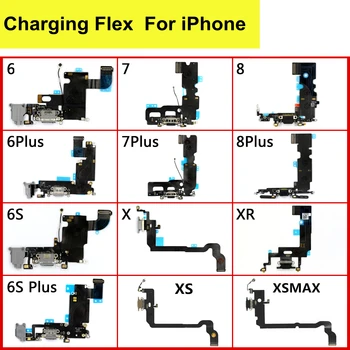 Aukštos Kokybės USB Įkroviklis Mic Doko Jungtis Krovimo Flex Cable For iPhone 6 S 7 8 Plus Xs Max X XR Įkrovimo Dokas Flex