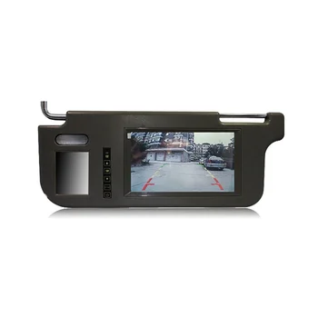 7Inch Juoda Automobilį Paliko Saulės Skydeliu, Galinio vaizdo Veidrodėlio Ekranas LCD Ekranas 2 Kanalų Vaizdo