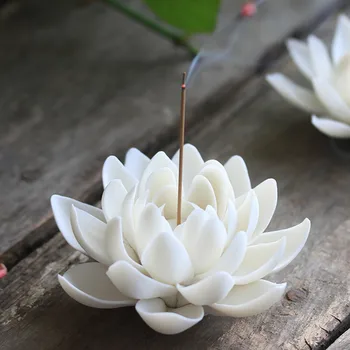 Balta Rausva Porceliano Lotus Smilkalų Degiklis Arbatos Namų Dekoro Smilkalų Lazdelės Laikiklis Keramikos Rankų Darbo Papuošalai