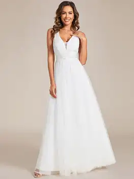 Elegantiškas Vestuvių Suknelės Backless Giliai V Kaklo Appliques Akių 2023 Kada nors Gana Išskirtinį Lipdukai Balta Prom Moterų Oficialų Dresse