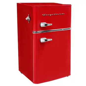 Frigidaire Retro 3.2 Cu ft Dviejų Durų Kompaktiškas Šaldytuvas su Šaldymo, Raudona