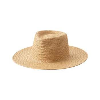 Mados Žolės Top Hat Panama Šiaudų Skrybėlę, skėtį nuo saulės ir Saulės Paplūdimio Skrybėlę Moterų Vasaros Džiazo Skrybėlę