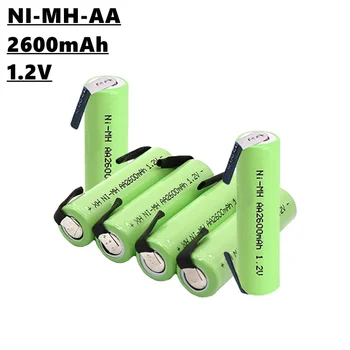 1.2 V AA Ni-MH 2A įkraunamąją bateriją, 1.2 V, 2600mAh, suvirinimo gabalas, tinka elektrinį skustuvą, elektrinis dantų šepetėlis, ir tt