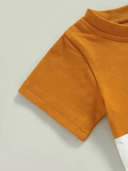 Kūdikių Berniukų, 2-Piece Šortai Nustatyti Trumpas Rankovės Kratinys T-shirt su Elastinga Juosmens Šortai Vasaros Apranga