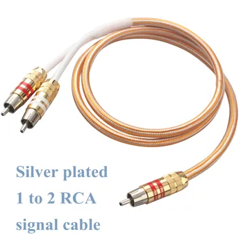 Xangsane gryno vario, sidabro padengtą 1RCA į 2RCA kabelis hifi šeimyna klasės y garso signalo dekoderis, stiprintuvas ryšio kabelis 