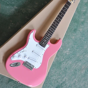 6 Stygos Rausvos spalvos, Kairėje pusėje elektrine Gitara, su Raudonmedžio Fretboard Pritaikoma