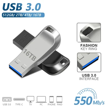 Metalo Didelės Spartos USB 3.0 U Disko Atmintinę Metalinis Tušinukas Diskas 2TB Vandeniui Mini 