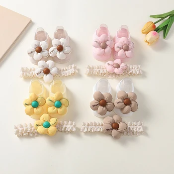 Naujagimio Kojinės Puikus 3D Gėlių neslidus Kojinės Kūdikių Berniukų, Mergaičių Medvilnės Princesė Kojinės Vaikams, Priedai(Nemokamai Hairband)
