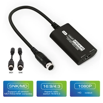 HDMI suderinamus Konverteris RGBS Žaidimų Konsolės Vaizdo Adapteris 16/9 4/3 1080 HD Video Converter Žaidimas Priedai SEGA MD1 MD2 SNK