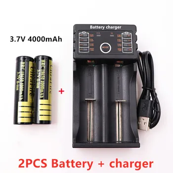 Batterie ličio-jonų, 3.7 V, avec chargeur, supilkite lampe de poche Led