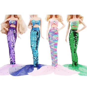 4 Vnt Blizga Grožio Žuvies Uodega Suknelė Undinėlės Kostiumu Barbies Lėlės 11.5 colių Lėlės Priedai 1/3BJD Blyth Mermaid Dress