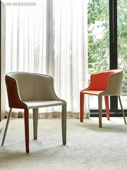 Šiaurės dizainerio mados laisvalaikio fotelis valgomojo kėdė šiuolaikinės labai paprasta balno kietos odos hotel restaurant kėdė