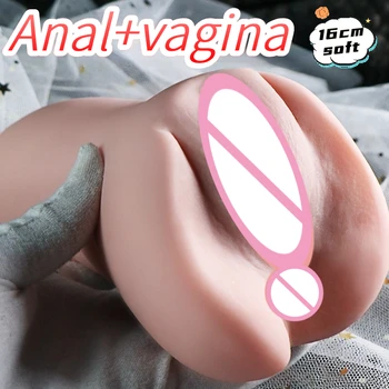 2 IN 1 Sekso žaisliukai Vyrams Masturbacija 16cm Dirbtinis Realus Vaginas ir Analinis Kišenėje Pūlingas Blowjob Sekso Mašina Sekso Produktai