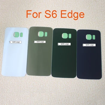 SAMSUNG Galaxy S6 Krašto S6edge G925A G925F Stiklo Atgal Baterijos Dangtelis Galinių Durų apdailos Būsto atsarginės Dalys, Su Klijais Logotipas