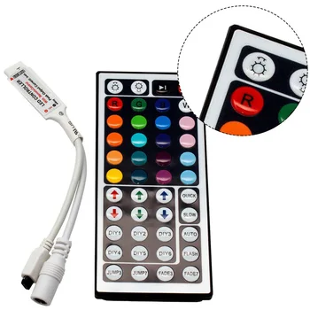 Šviesos Reguliatorius Reguliuojamas RGB Juostos Kontrolės (Valdytojas) 44 Mygtukai Mini Valdytojas; Nuotolinio Valdymo LED Juostelė 12V 72W