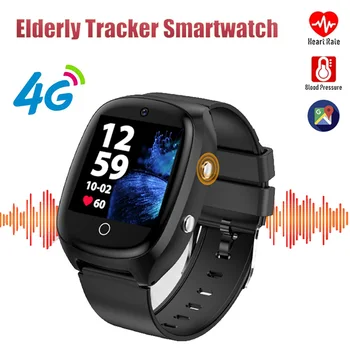 4G Vyresnio amžiaus SOS Kristi žemyn Priminimas Smartwatch Stiprus garso GPS Vieta Tracker Kraujo Spaudimą Riešo Žiūrėti Vyresniojo amžiaus Žmonėms