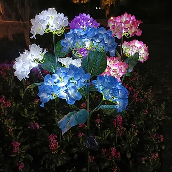 Saulės energija varomas išsiuvinėti kamuolys žibintai, lauko kiemo dekoracija LED sumodeliuoti gėlių kiemelis lempos