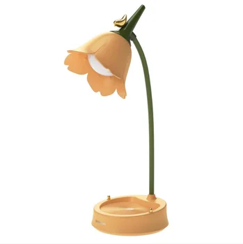Mielas Stalo Lempos Įkraunamas LED Nakties Šviesos Stalo Lempa, Miegamojo Gėlės Skaitymo Šviesos Rašiklio Laikiklis 3 Spalvų Režimų & Tamsos