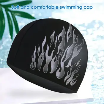 Paprasta Plaukimo Skrybėlę Kvėpuojantis Dėvėti, Atsparus Vyrų Plaukimo Kepuraitė Minkštos Ausų Apsaugos Liepsna Modelis Plaukimo Skrybėlę