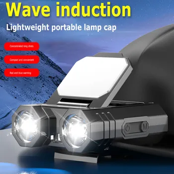 LED Jutiklis priekinis žibintas Bžūp Įrašą Šviesos USB Įkrovimo Žibintai Žvejybos Galvos Žibintuvėlis Skrybėlę Lempos veikimo Lauko Avarinė Šviesos