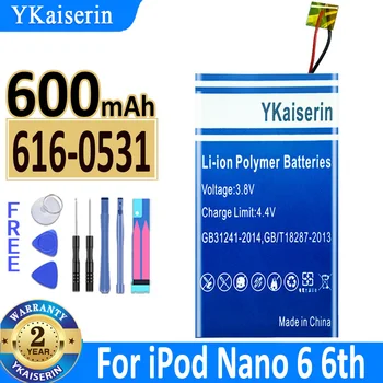 YKaiserin 616-0531 616-0467 Aukštos Kokybės Batteria IPod Nano 2 4 5 6 7 Nano2 Nano4 Nano5 Nano6 Nano6 6th Gen 8GB 16GB Baterija