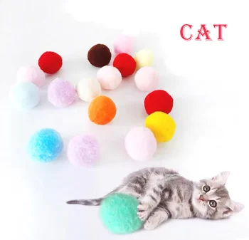 30pcs funny cat žaislai, pliušas kamuolys mielas ruožas pompon naminių kačių kūrybos Interaktyvus kramtyti žaislas