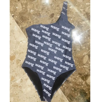 XJBAXXY Vieno Peties Dizainas Laiškas Visą Spausdinti Moterų vientisas maudymosi kostiumėlis 2023 Vasaros Stora Lieknėjimo Konservatorius maudymosi kostiumėlį