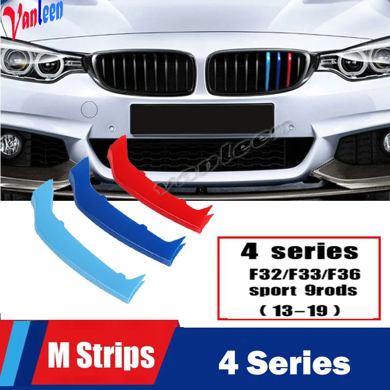 3PCS Trispalvė Juostelė BMW 4ER 4 Serijos F36 F32 F33 Sporto 2013-2020 Kupė Automobilių Lenktynių Apdailos Groteles Įrašą M Galia Vykdymo ABS