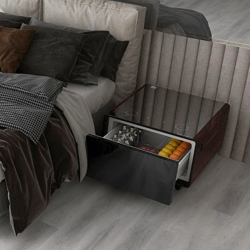 Miegamasis smart baldai, staliukas krašto lentelė smart touch screen šaldymo stalčių belaidžio įkrovimo