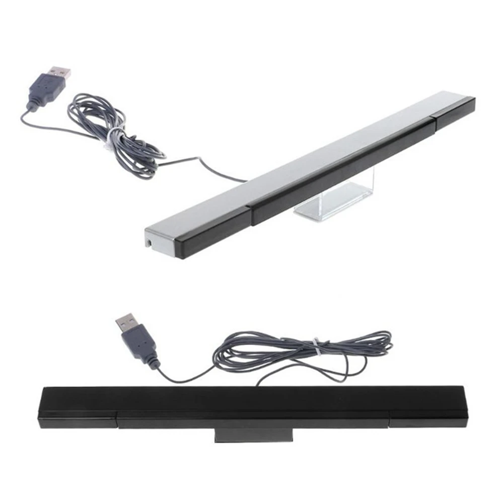 USB Laidinė Jutiklis Baras WII Pakeitimo Infraraudonųjų SPINDULIŲ Spindulių Judesio Jutiklio Signalo Imtuvas Wii Sistema su Stovu-Juoda