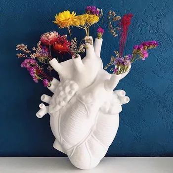 Anatominiai Širdies Vaza Dervos Širdies Formos Gėlių Vaza Skulptūra Vazonas Darbastalio Apdaila, Namų Dekoro Kambarį Papuošalai