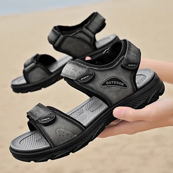 2023 natūralios Odos vyriški Sandalai Vasarą Lauko Lengvas, Minkštas Padas Pėsčiųjų Trekas Batai Paplūdimio Šlepetės Atsitiktinis Mens Batai