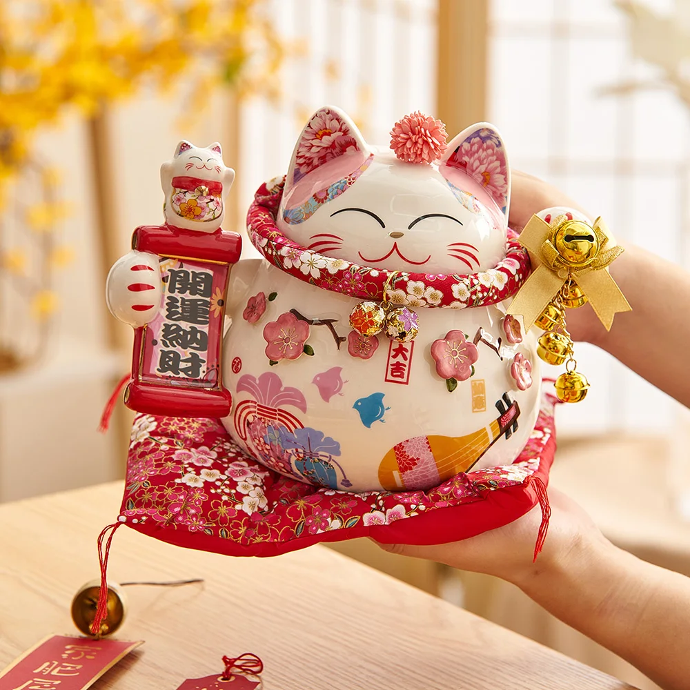 Japonų Keramikos Maneki Neko Pasisekė Kačių Namų Dekoro Piggy Bank Feng Shui Keramikos Likimo Katės Statulą Kawaii Kambario Dekoro Priedai